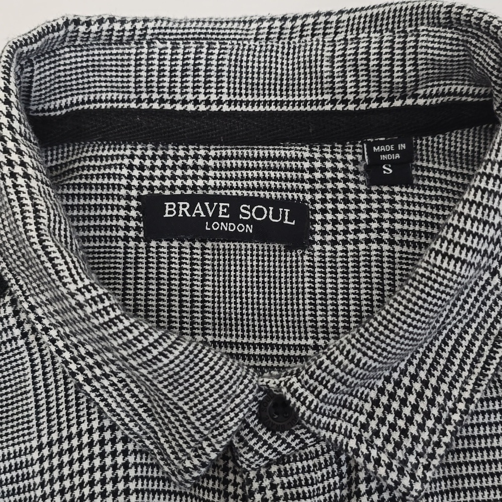 Brave Soul London Prince of Wales Men's Checkered Shirt Black Size Small - Picture 12 of 14